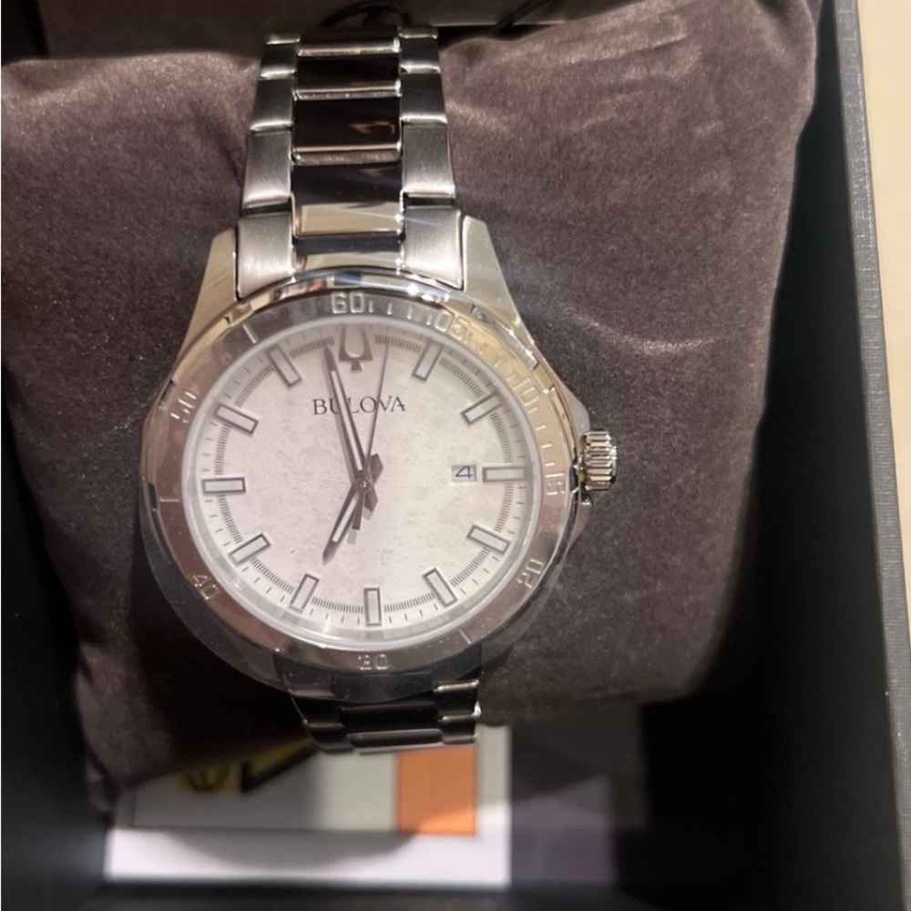 Bulova Stainless Steel Watch with Light Dial